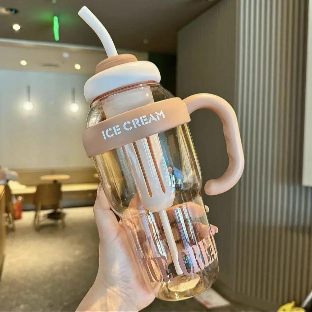 1100ML Sports Water Bottle Cute Aesthetic Large Capacity Water Cup for Women Summer Home Outdoor Portable Straw Cup