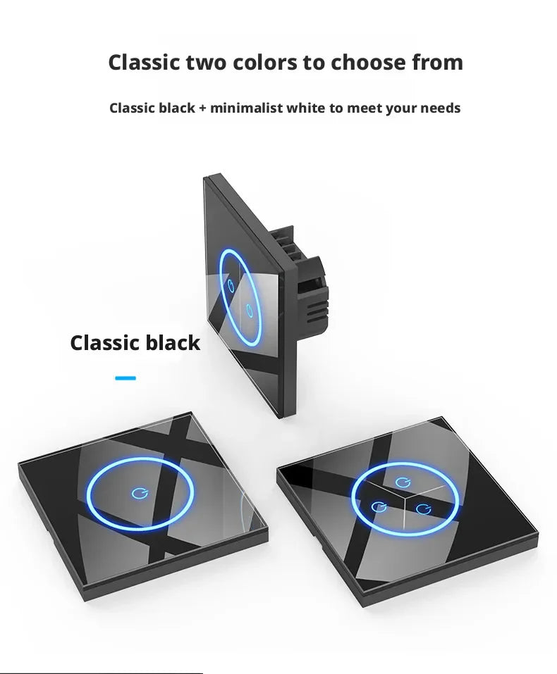 Tuya Smart Life WiFi Smart Touch Switch Tempered Glass Panel WiFi Bluetooth Dual Mode+RF433 Alexa/Google Home Voice Control