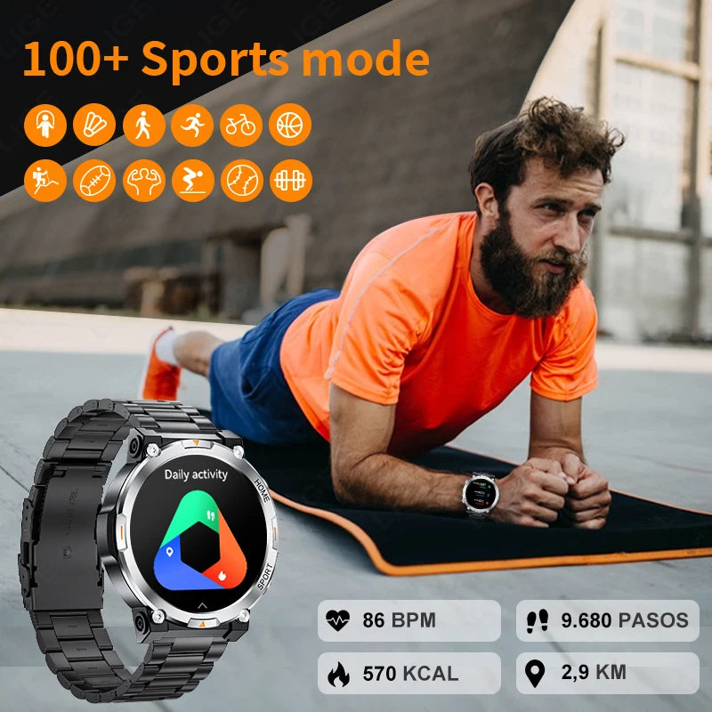 LIGE Smart Watch Men 1.43inch 466*466 AMOLED HD Screen Health Smartwatch Heart Rate Bluetooth Call Watches Sport Fitness Tracker