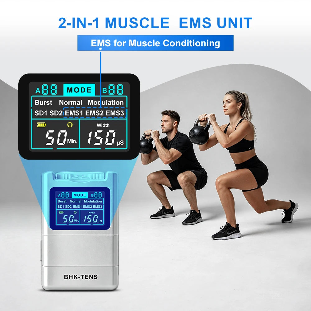 40-Level TENS Unit Muscle Stimulator Electronic Pulse Massager Dual Channel EMS Machine for Back Pain Relief & Muscle Therapy