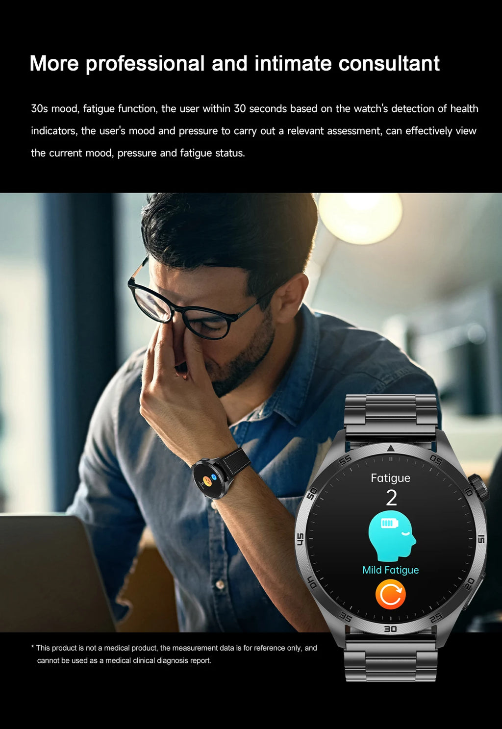 For iOS Android New Health Measurement SmartWatch Men Blood Oxygen Uric Acid ECG+PPG Body Blood Pressure HD Bluetooth Call Watch