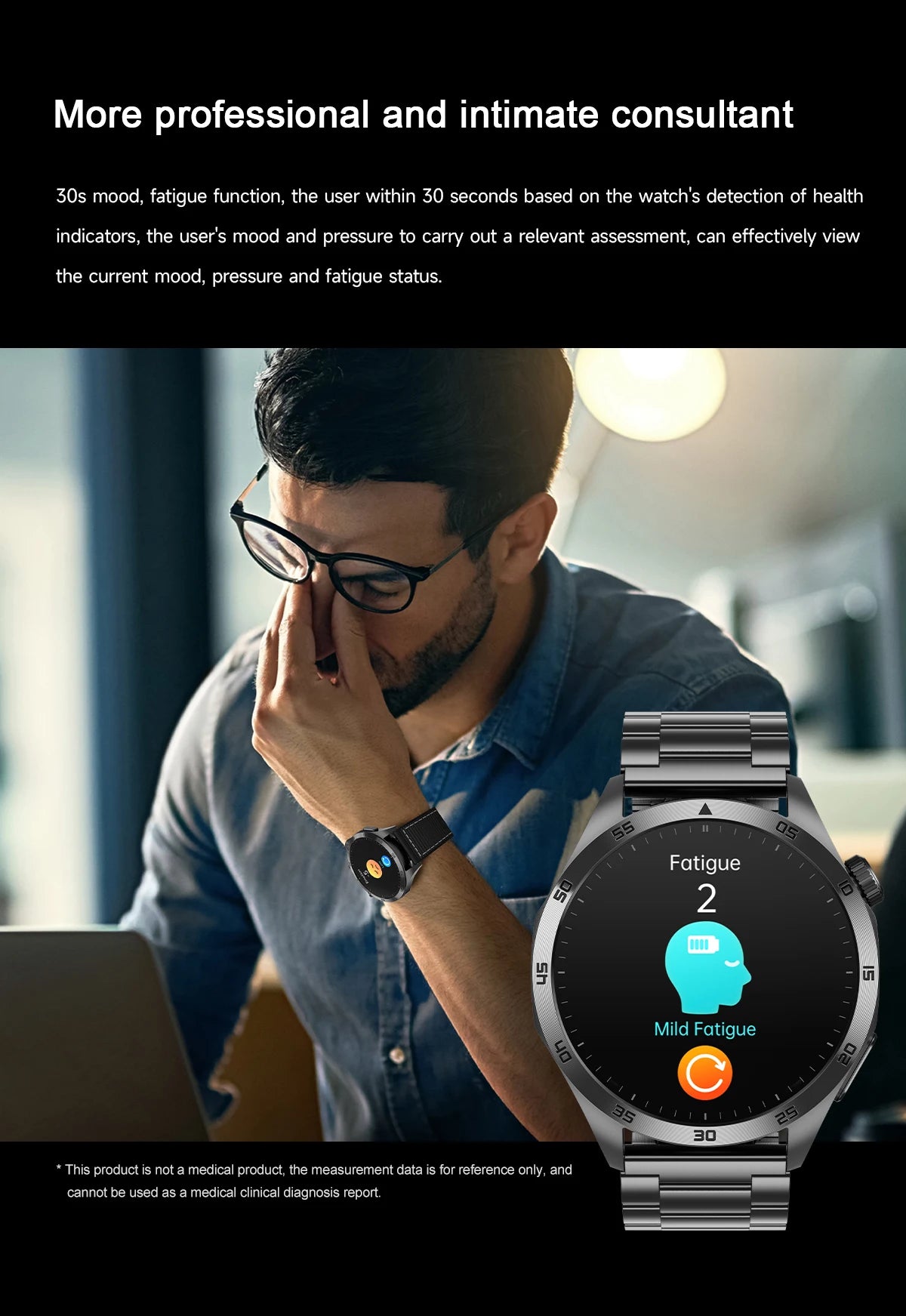 For iOS Android New Health Measurement SmartWatch Men Blood Oxygen Uric Acid ECG+PPG Body Blood Pressure HD Bluetooth Call Watch