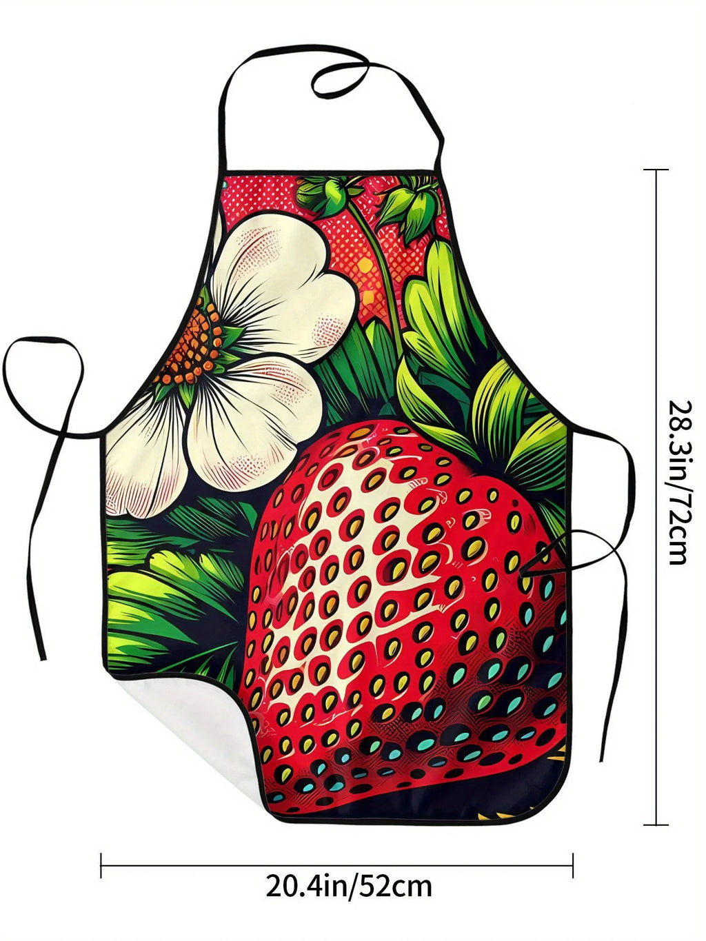 Strawberry Pop Art Apron Bold Color Fruit Kitchen Cooking Baking Gift For Women Summer Chef Wear Graphic Illustration Design