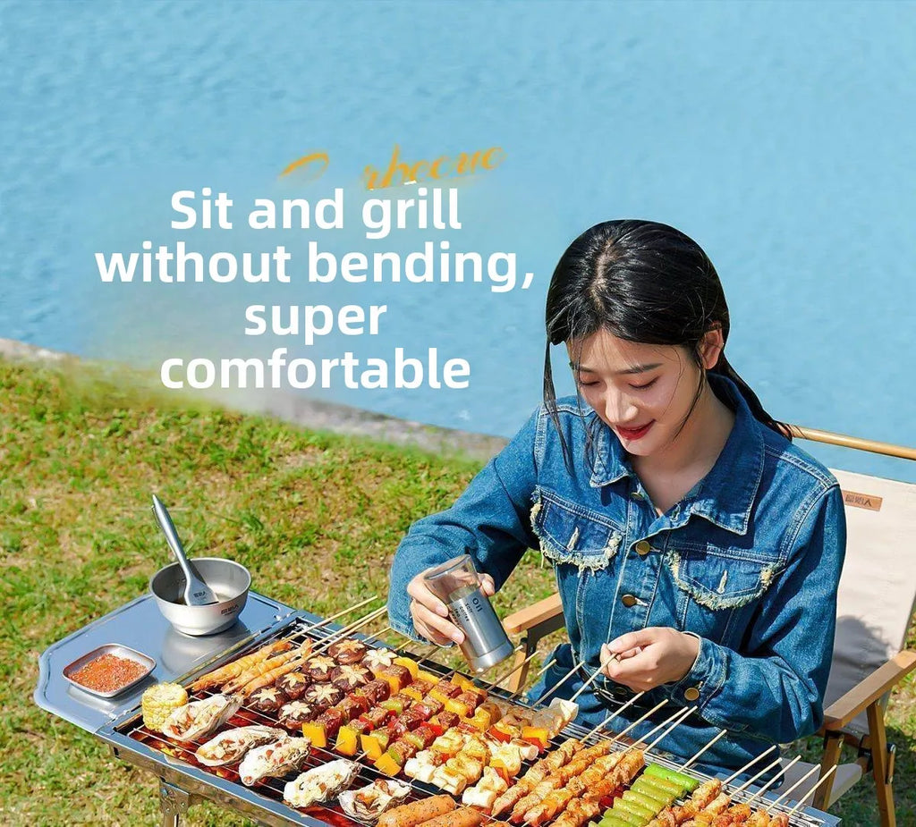 Large Portable Outdoor BBQ Grill Charcoal Grill Cooking Tool for Camping Picnic Garden Home Use Easy to Clean Easy to Carry