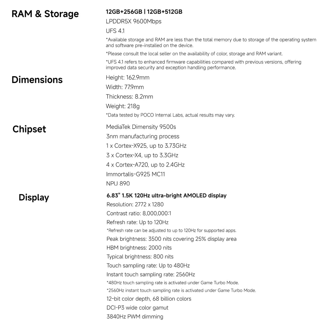 POCO X8 Pro Max 5G 12+512GB Global Version 6.83" 1.5K 120Hz display MediaTek Dimensity 9500s 50MP 8500mAh 100W HyperCharge NFC
