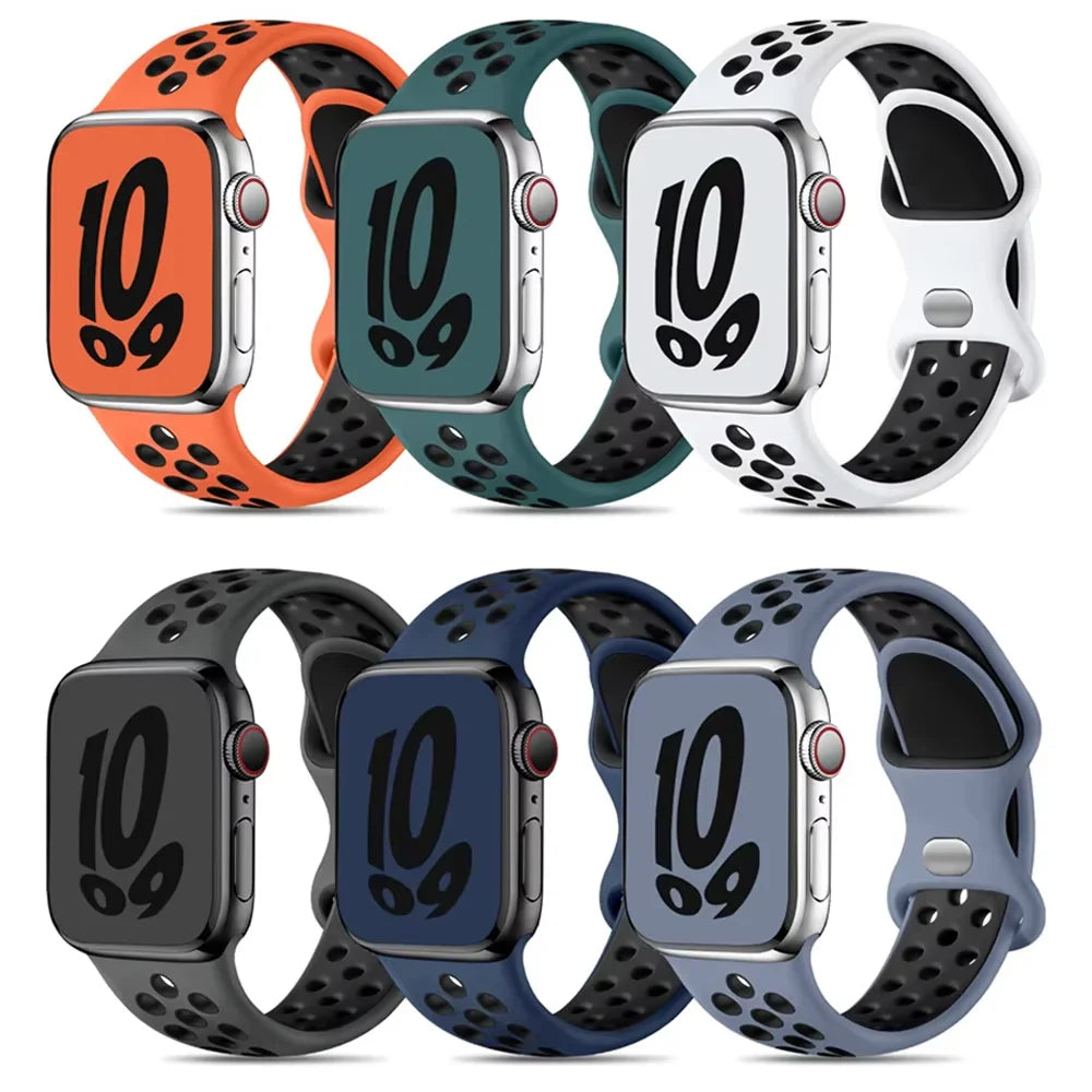 Silicone Strap For Apple Watch Ultra3 49mm 11 10 9 8 7 46mm 45mm 42mm 41mm Breathable Bracelet band iWatch 6 5 SE 44mm 41mm 40mm