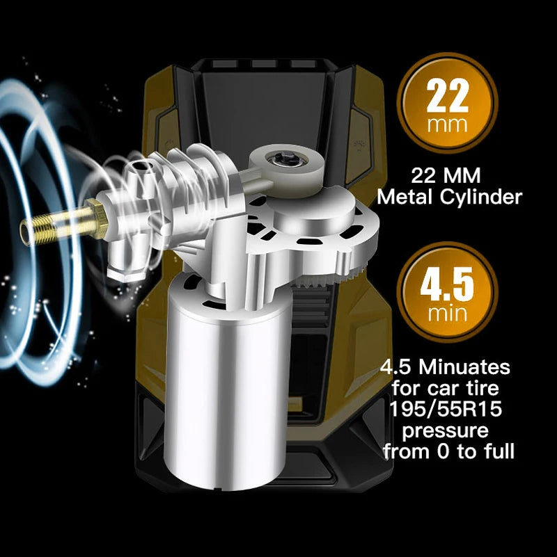 Car Tire Inflator Portable Air Compressor 150PSI Digital Air Pump AC220/110V DC12V With LED Light for Car Motorcycle Bicycle