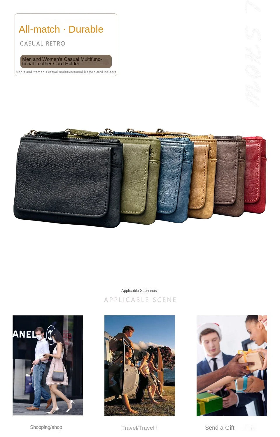 New Cow Leather Women's And Men's Card Bag Coin Purse Slim Credit Card Holder Wallet For Men and Women ID Card Pocket