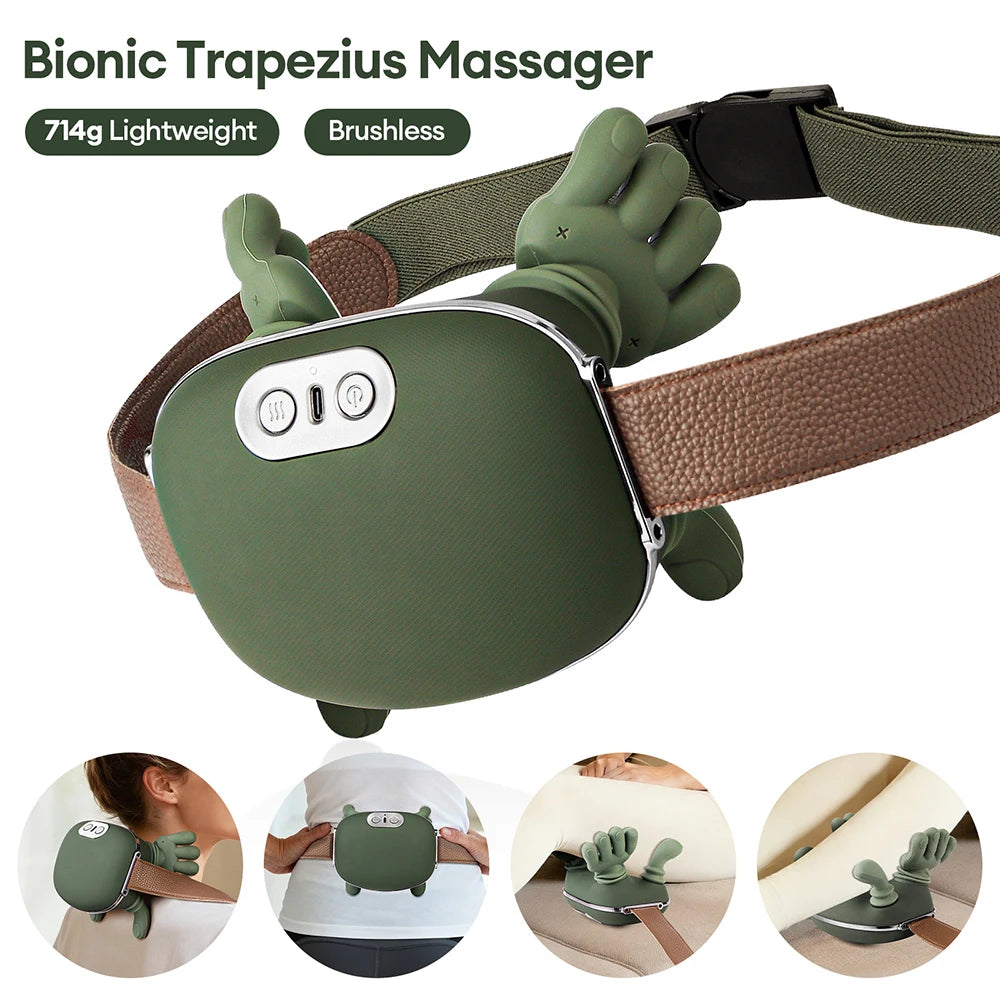 Black 4D Bionic Finger Neck Shoulder Massager Trapezius Neck Cervical Kneading Massage Shawl Brushless Motor Neck masajeador