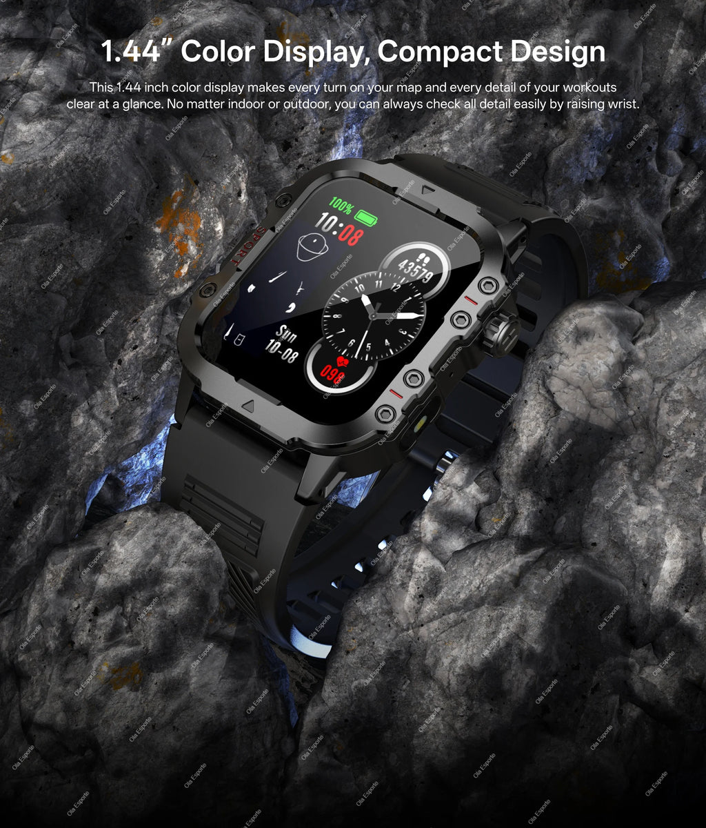 2026 Rugged Military Smart Watch Men's Outdoor Watch LED Flashlight 2.01'' HD Touch Screen Voice Bluetooth Call Smartwatch Gifts