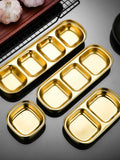 1/4 Pcs Stainless Steel Divided Seasoning Sauce Dip Bowl, 1/2/3/4 Compartment Korean Ketchup Sauce Bowl, Vinegar Soy Spice Condiment Tray for Home Restaurant