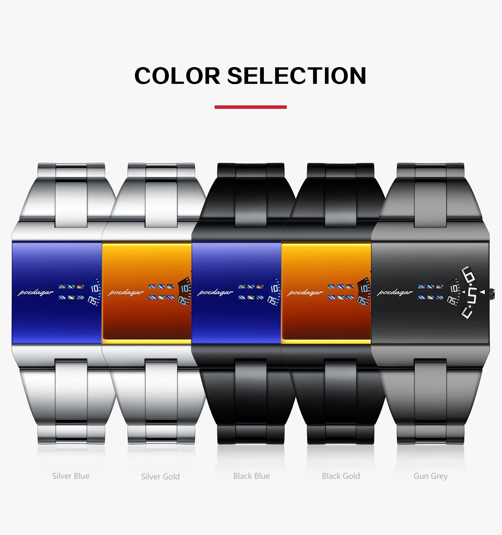 POEDAGAR Top Rectangle Original Men Watch Waterproof Fashion Man Wristwatch Stainless Steel Quartz Sport Men's Watches+Box Reloj