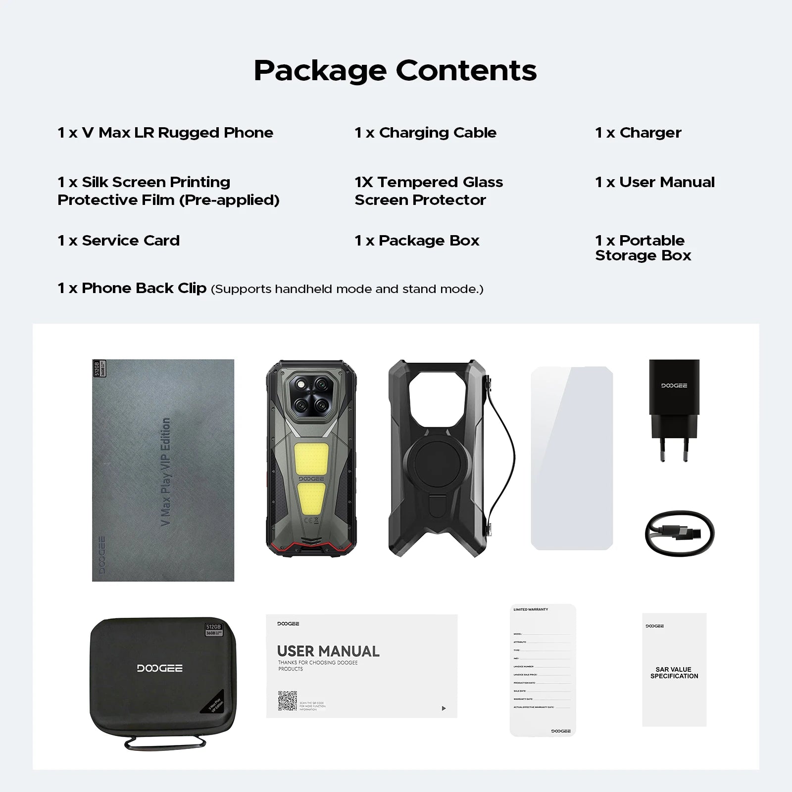 DOOGEE V Max LR 5G Rugged Phone  Laser Rngefinder Dual Camping lights 20500mAh Battery Light Effect 16GB 512GB Smartphone NFC