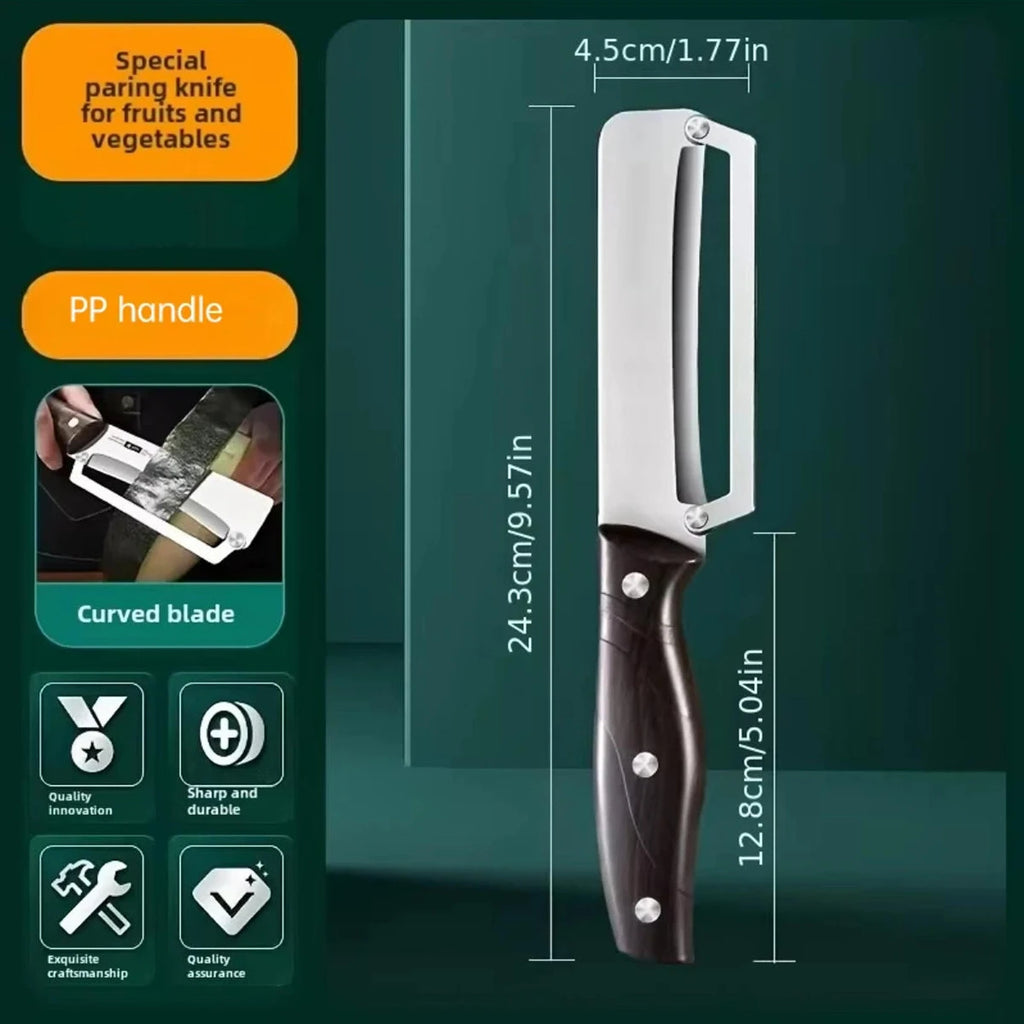 Stainless steel peeler with wooden handle for peeling and slicing fruits and vegetables | Durable and smooth operation