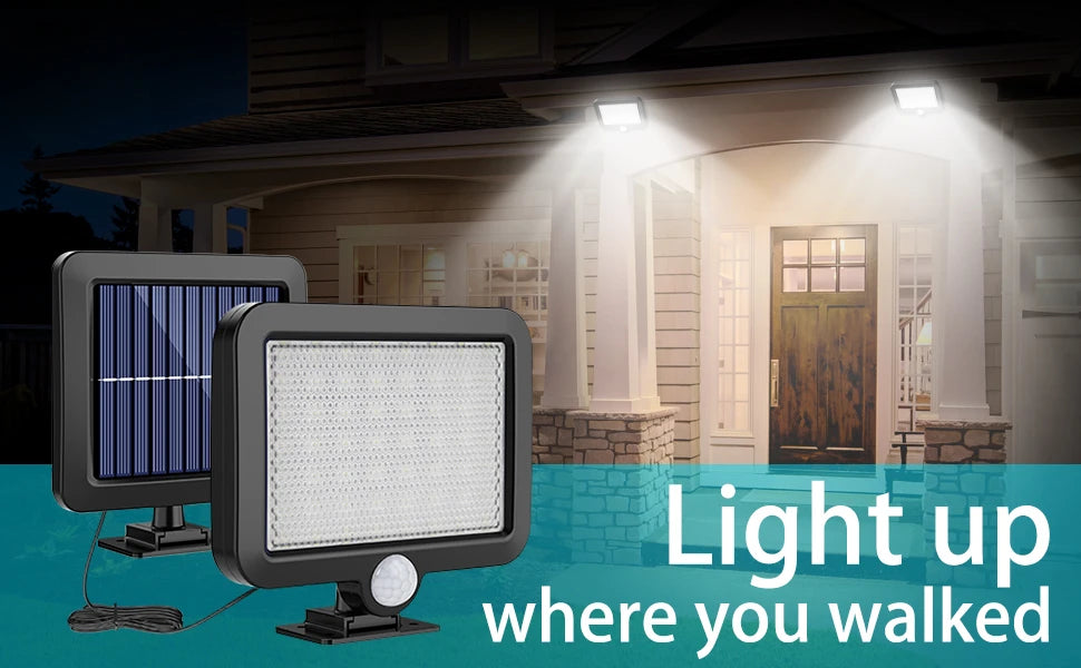 56LED Solar Light Outside with Motion Detector,IP65 Waterproof,120°Lighting Angle, Solar Wall Light for Garden with 16.5ft Cable