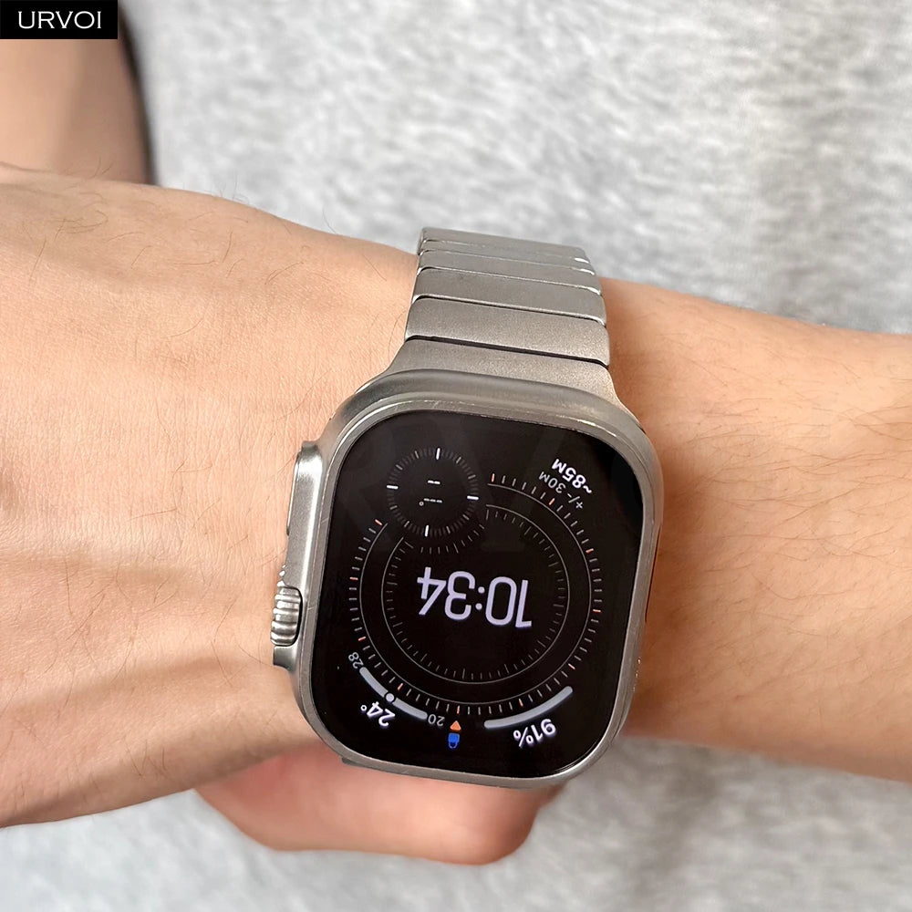URVOI Titanium link bracelet for Apple Watch Ultra 3 2 Series 11 10 9 8 7 SE magnetic buckle strap wristband 45 49mm