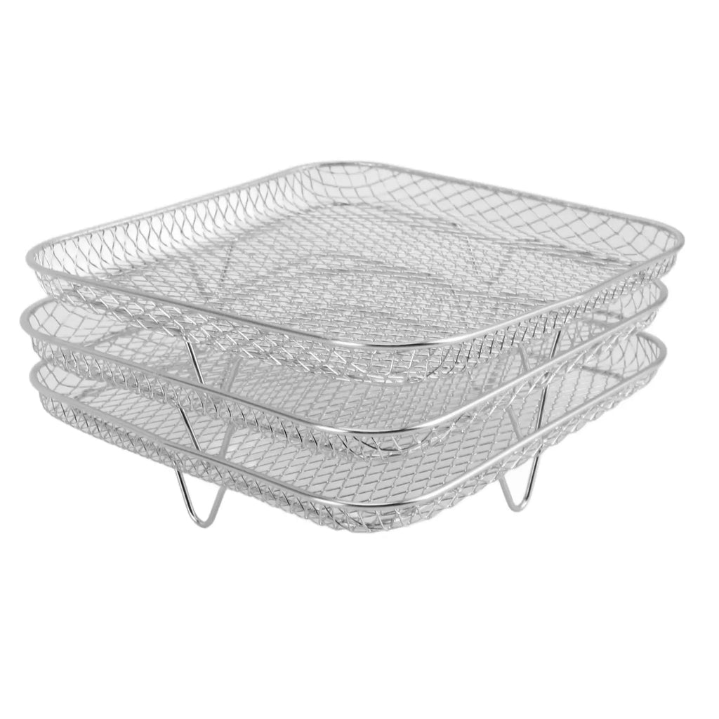 Air Fryer Rack, Set of 3, Stackable Multi-Layer Stainless Steel Dehydrator Rack, Air Fryer Accessories Oven Steamer Basket