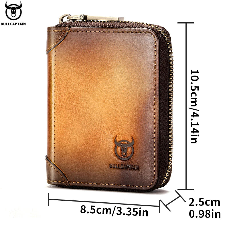BULLCAPTAIN Genuine Card Bag Men's Casual Business Credit Card Holder Multifunctional RFID Anti-Theft 11 Card Slots Coin Purse