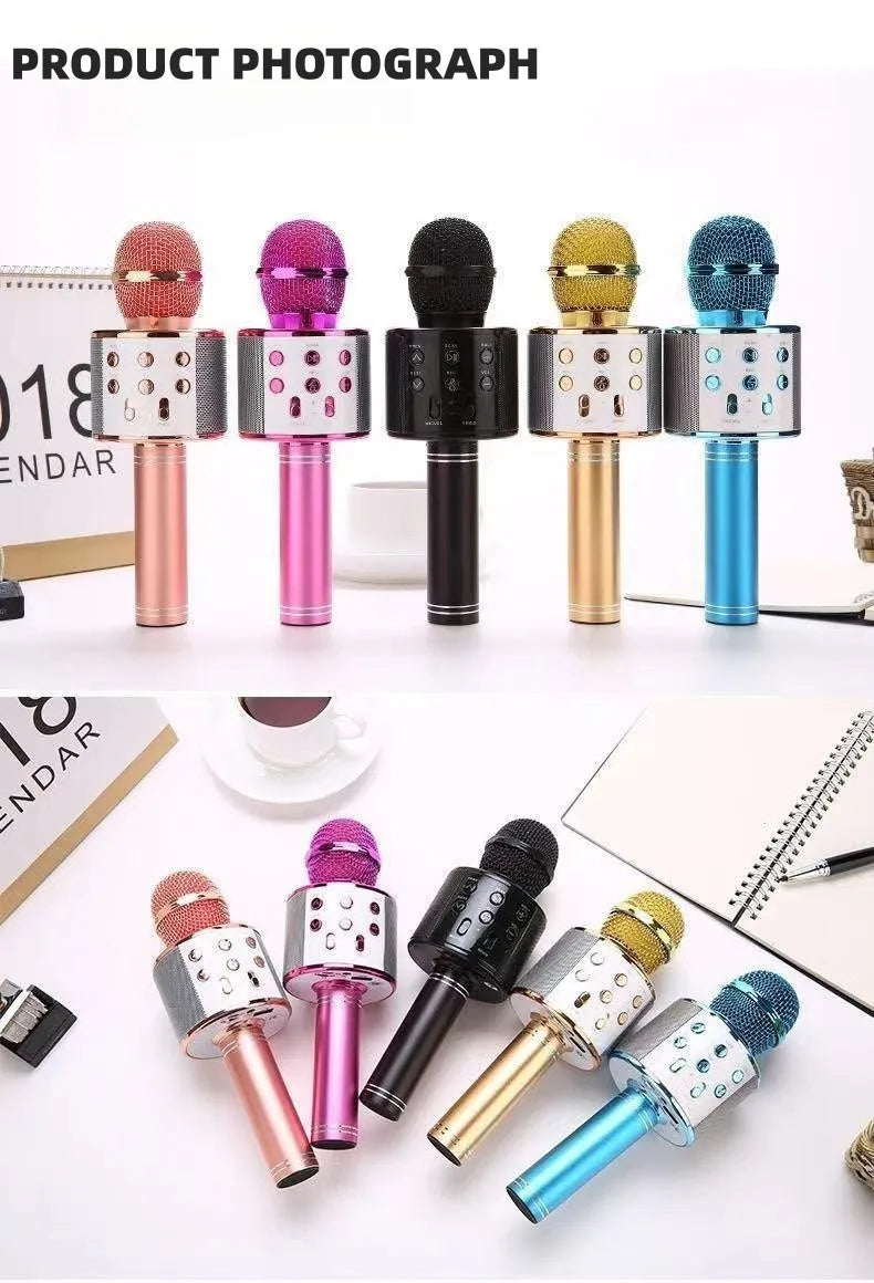 Wireless Karaoke Microphone , Bluetooth Speaker, Multi-Function Controls 5-In-1  Handheld Mic  For Party, Great Birthday Gift
