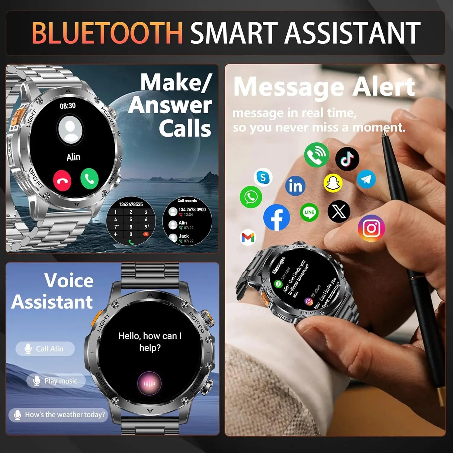 2025 New Military Grade Men 1000mAh Super Large Battery Smart Watch GPS 3ATM Waterproof Bluetooth Call Sports Fitness Smartwatch