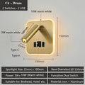 Contemporary Multifunctional LED Wall Sconce with Switch Modern Adjustable Reading Lamp USB Charging Ports for Bedrooms Offices