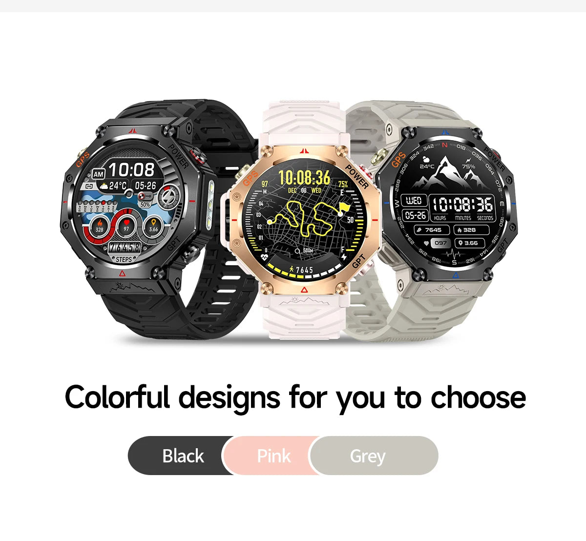 2026 New GPS Smart Watch Built-in Dual-band GNSS 10ATM&IP69K Waterproof AMOLED Compass Original Military Flashlight Smartwatches