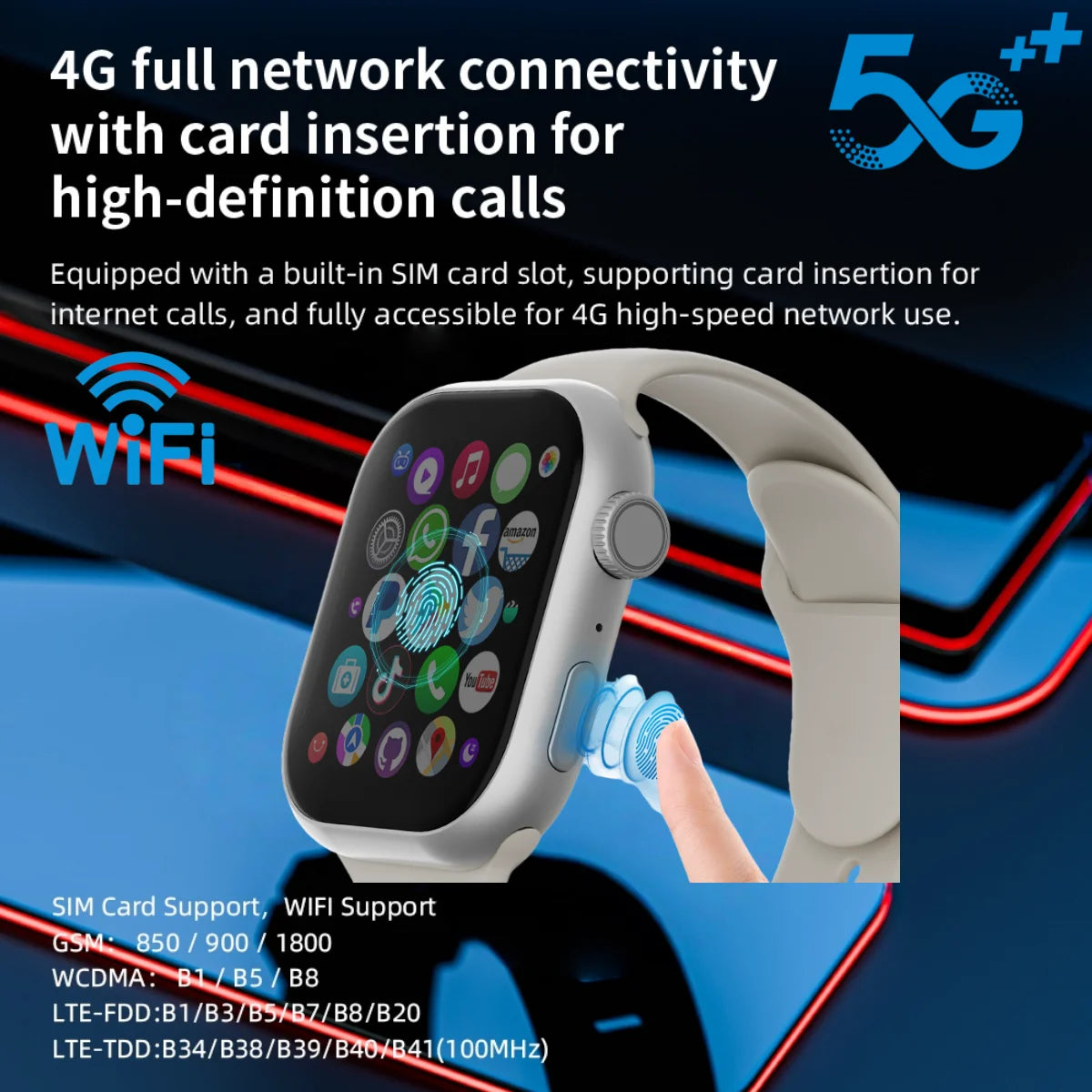 5G LTE VP19 Pro Android 10.0 S11 Smart Watch 2.29'' AMOLED Display Smartwatch With 80W Pull-out Camera Face/Fingerprint Unlock