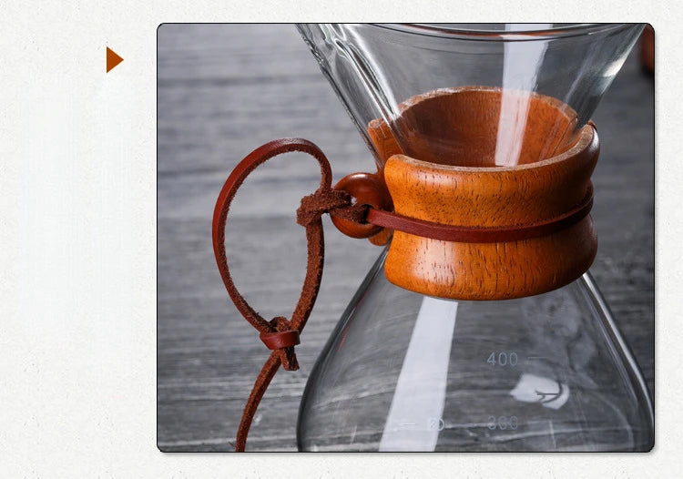 Hand Glass Coffee Kettle with Stainless Steel Filter Drip Brewing Hot Brewer Coffee Pot Dripper Barista Pour Over Coffee Maker