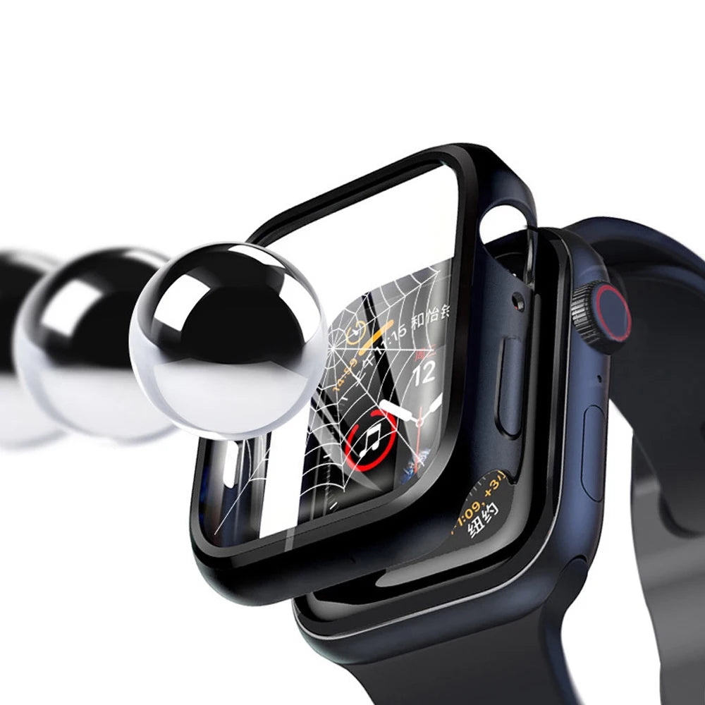 Tempered Glass+Case for Apple Watch Ultra 3 2 49 45 41 40 44 42 46mm PC Bumper Protector cover For iWatch 11 10 SE 9 8 7 6 5