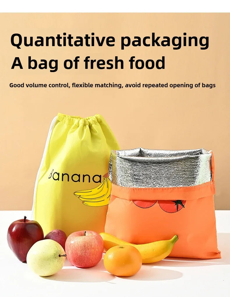 ‌"Insulated Fresh-Keeper Bag - Reusable Storage Organizer for Bananas, Lettuce & Vegetables (Drawstring Closure)"