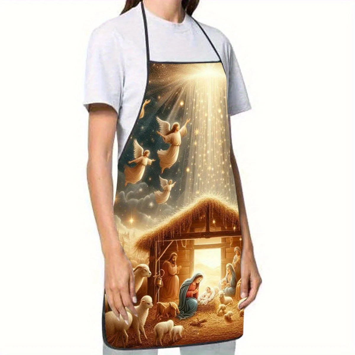 A Graceful Christmas Winter Atmosphere Apron Cooking Apron, Ideal for Kitchen, Restaurant, Party, Suitable for Men and Women