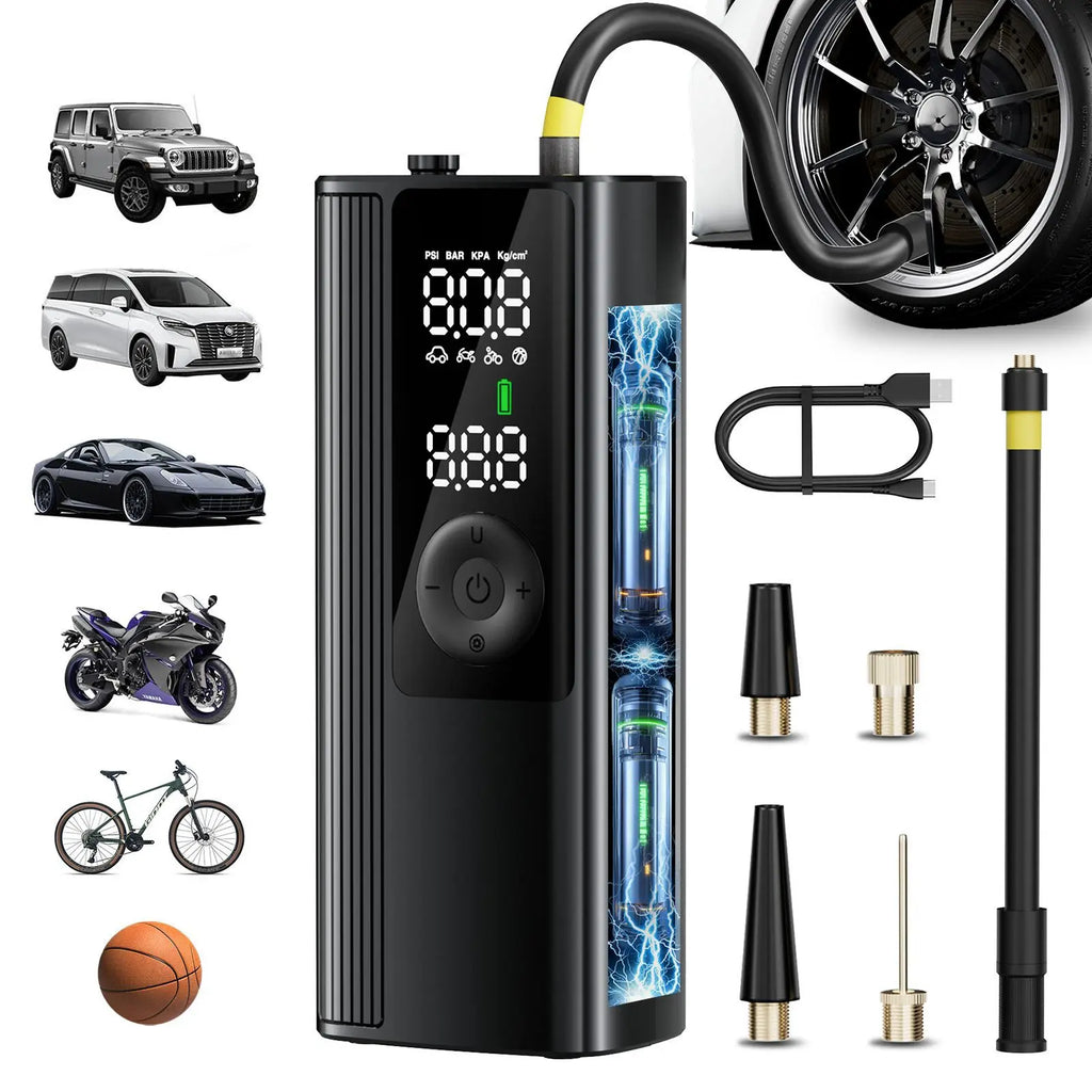 Portable 150Psi Rechargeable Electric Tire Inflator for Car Bicycle Digital Air Compressor Football Motocycle Inflator Pump