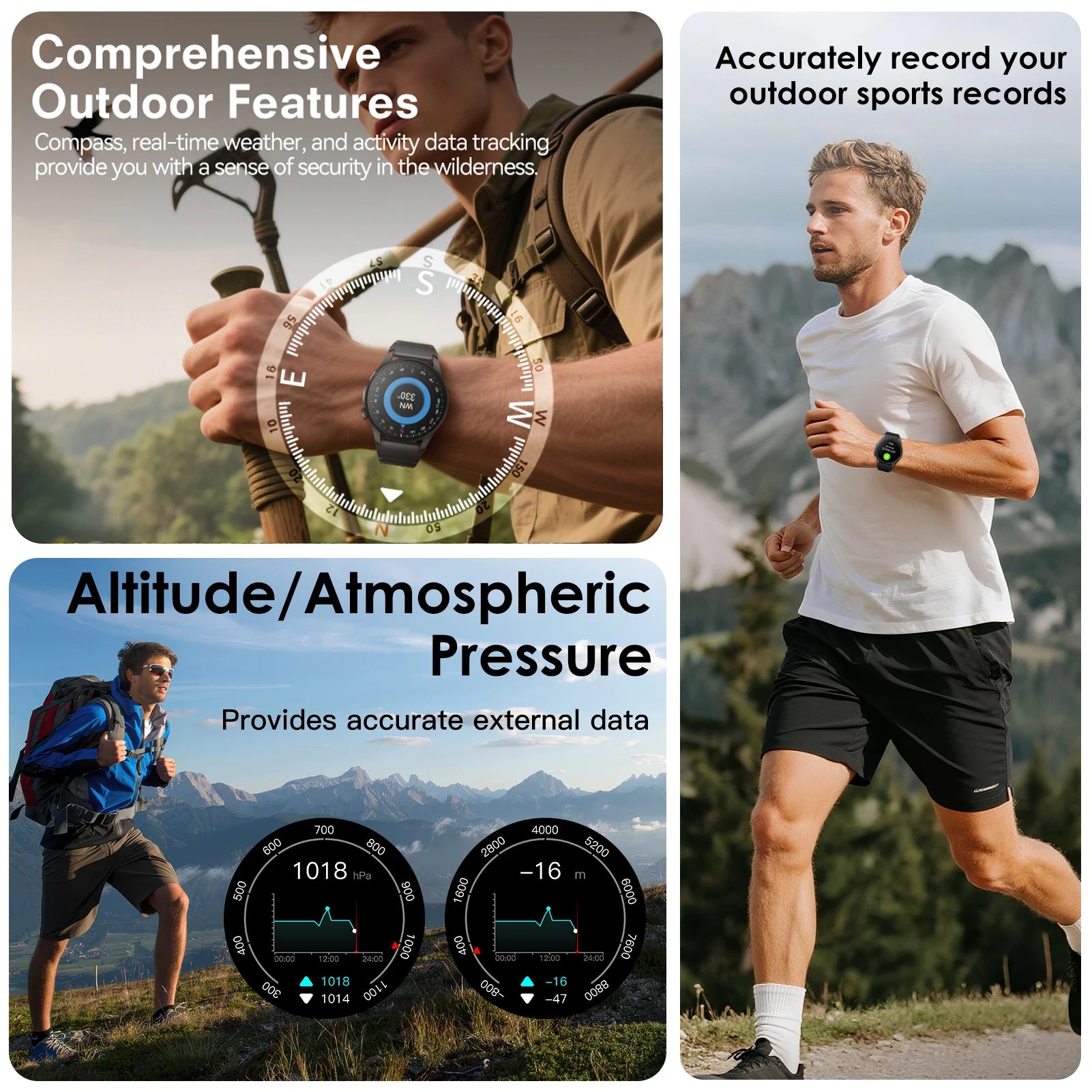 Pinteek G12 Dual-Band GPS Smartwatch: Military-Grade Compass, 3ATM Waterproof, 150+ Sport Modes Smart Watches for Men