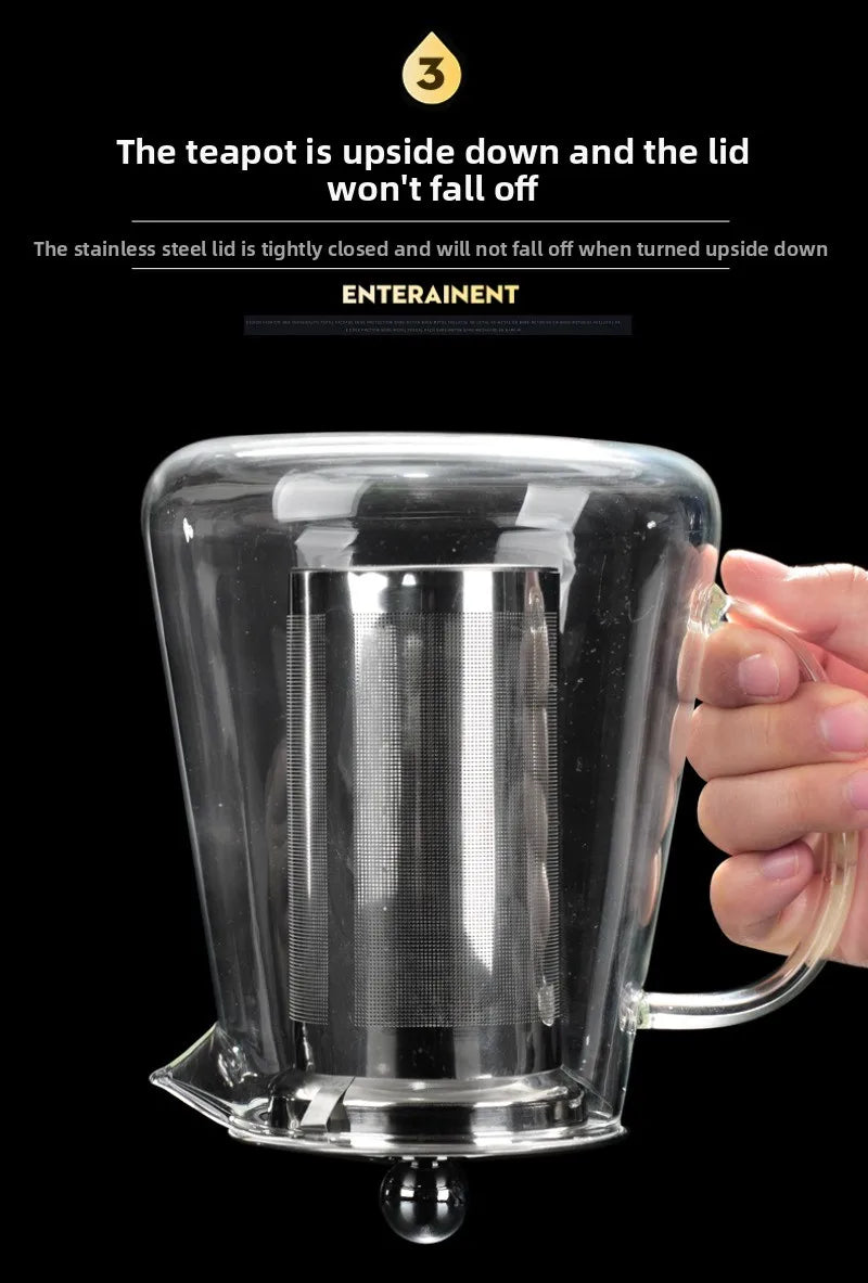 Heat-Resistant Borosilicate Glass Teapot with Removable Stainless Steel Infuser – Clear Tea Kettle for Kung Fu Tea Brewing Set