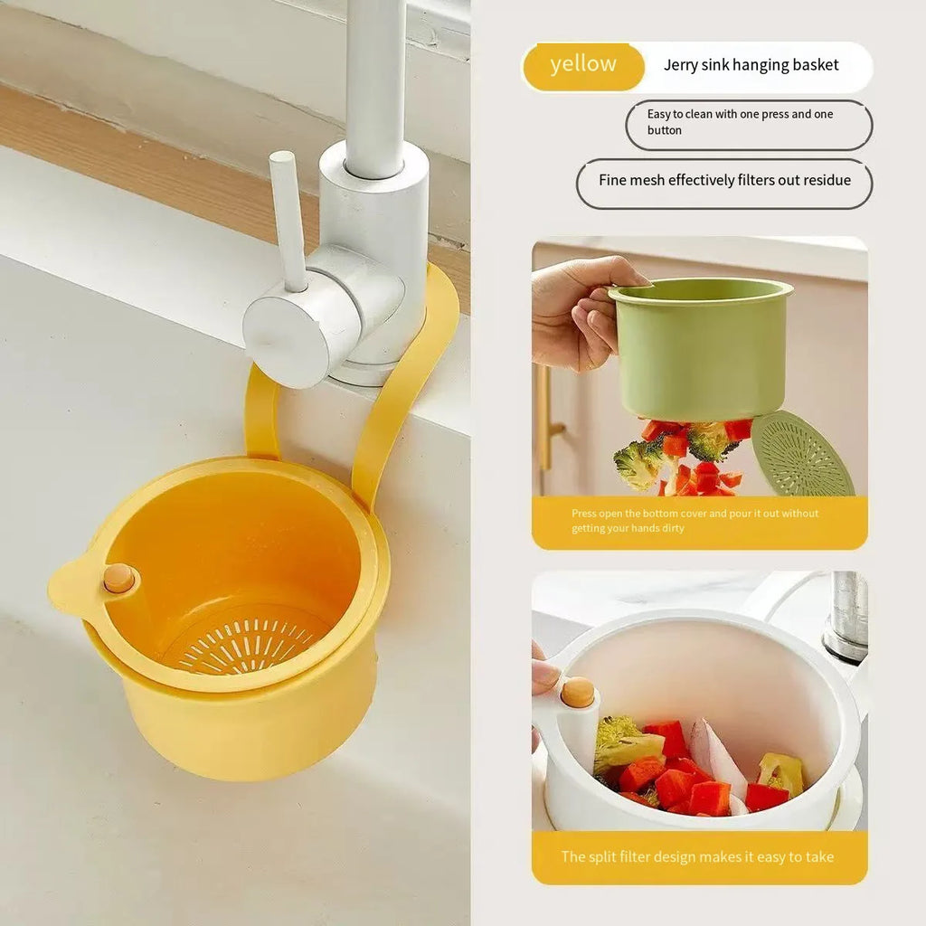 Creative Kitchen Sink Hanging Strainer Basket Detachable Openable Bottom Cover Kitchen Garbage Filter Quickly Drain Clean Rack