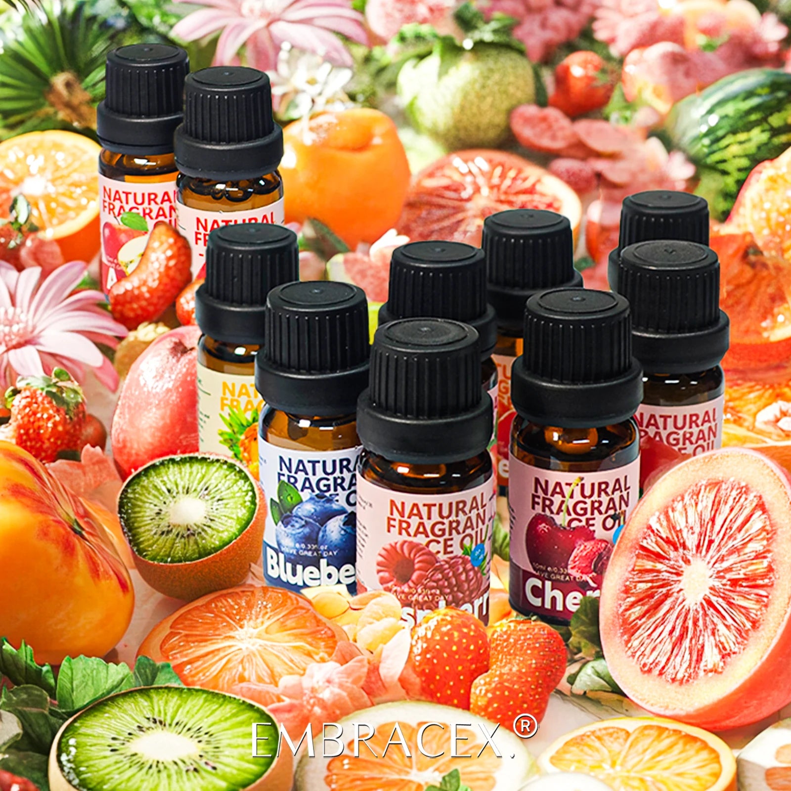 28 Type Fruit Essential Oils Fruit Fragrance Oil for Diffuser Candles Making -Strawberry Lemon Peach Banana Mango