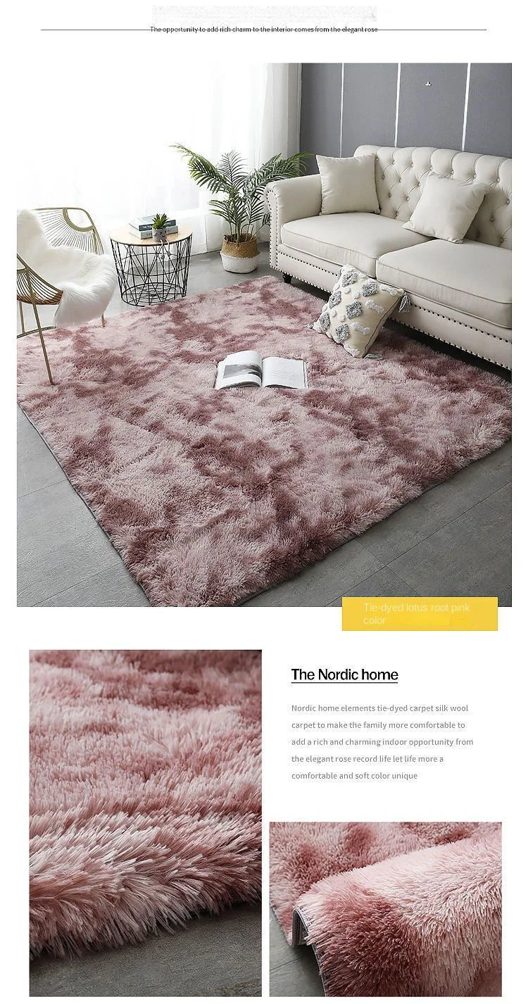 VIKAMA Tie-Dye Plush Carpet Living Room Decoration Soft Fluffy Home Mat Children's Room Baby Crawling Non-Slip Blanket