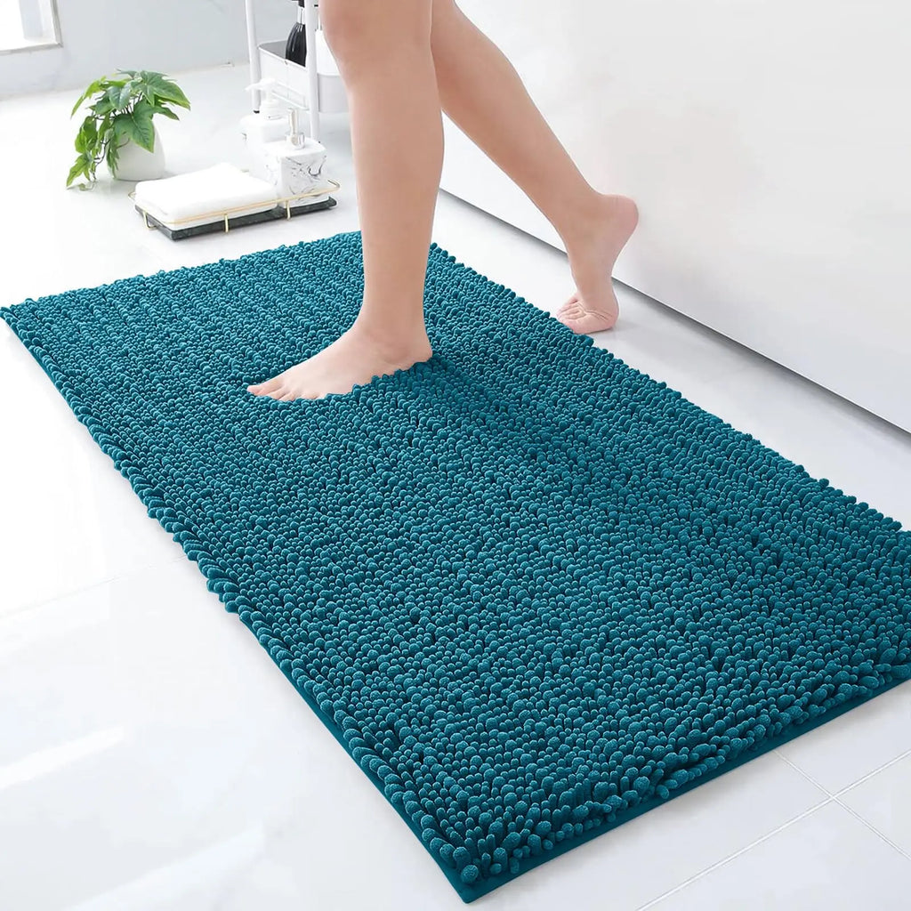 Homaxy New Chenille One Thick And Three Fine Floor Mat Indoor Non Slip Doormat Dirt Trap Absorbs Water Comfortable Bathroom Mats