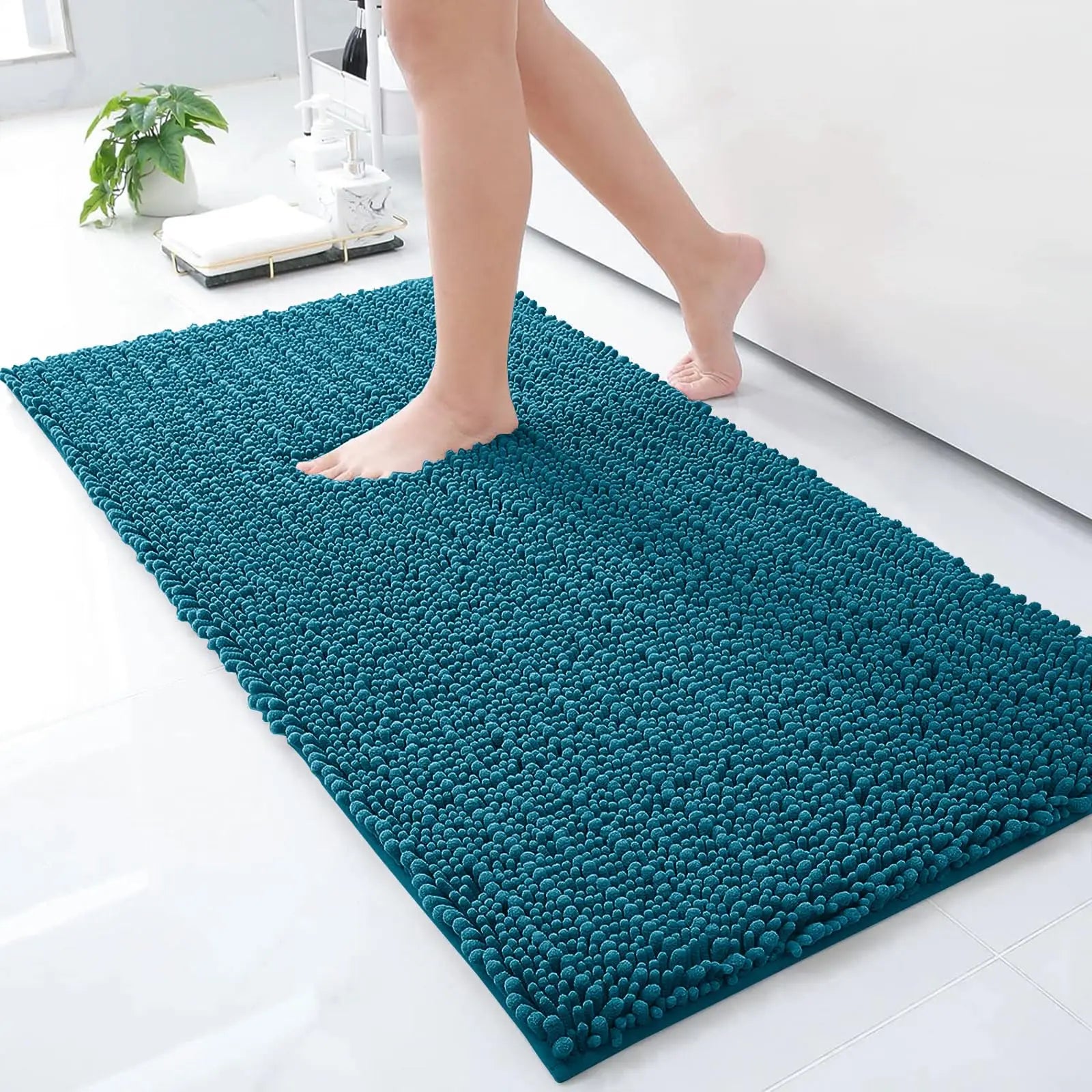 Homaxy New Chenille One Thick And Three Fine Floor Mat Indoor Non Slip Doormat Dirt Trap Absorbs Water Comfortable Bathroom Mats