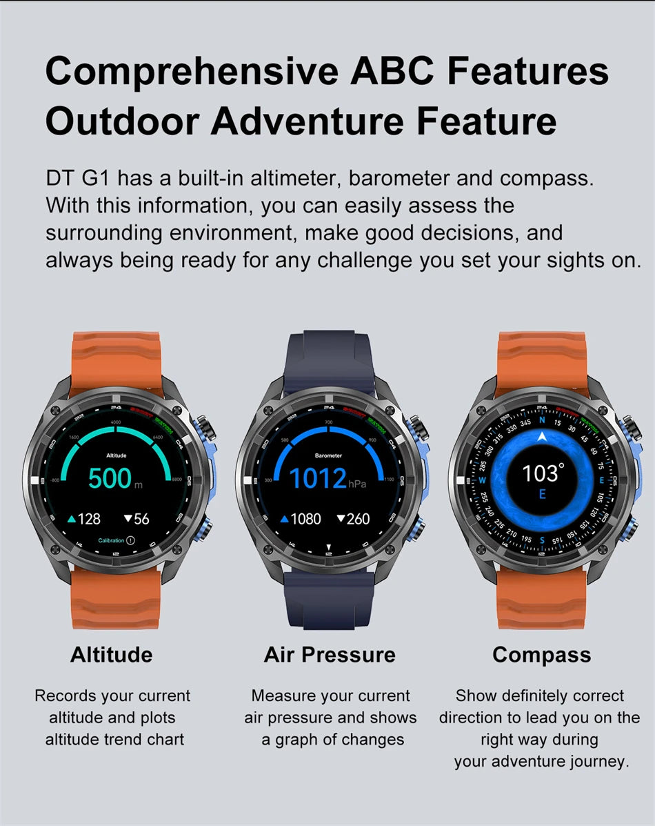 For iOS 4GB DTG1 Ultra GPS NFC SmartWatch 5ATM Waterproof Built-in Dual-band GNSS Compass Military Sport Smartwatch Men 2025New