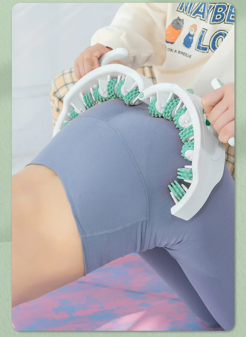 Ring Leg Massager with 14 Soft Rubber Rollers for Full Body Neck Shoulder Abdominal Anti Cellulite Slimming Muscle Relaxation