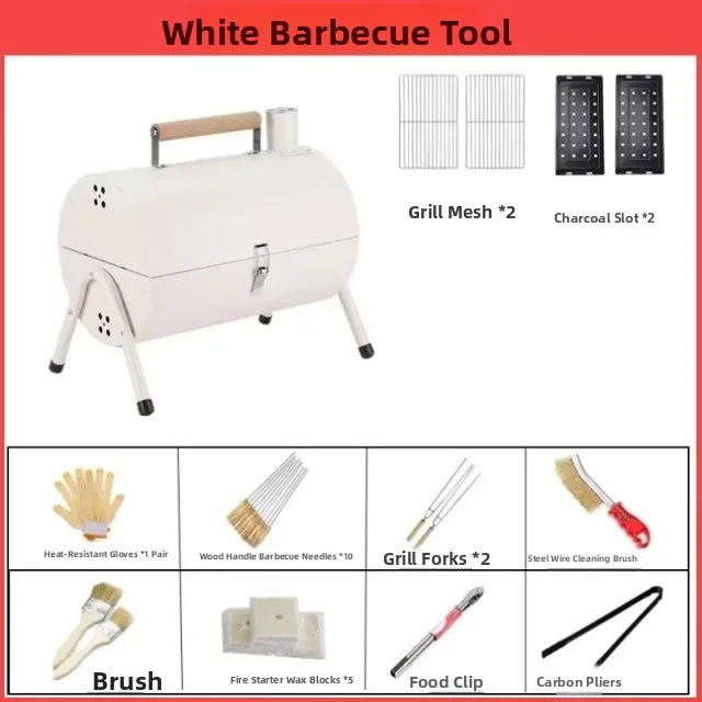 Portable Camping Barbecue Grill Multi-Function Charcoal Barbecue Double-Sided Chimney Home Outdoor Stove Meat Cooking Tool