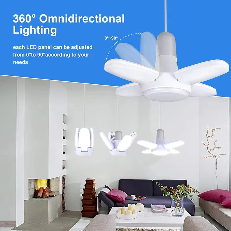28W Fan Shape LED Bulb E27 LED Lamp Foldable 220V  Light Bulbs For Home Living Room Warehouse Garage Ceiling Light