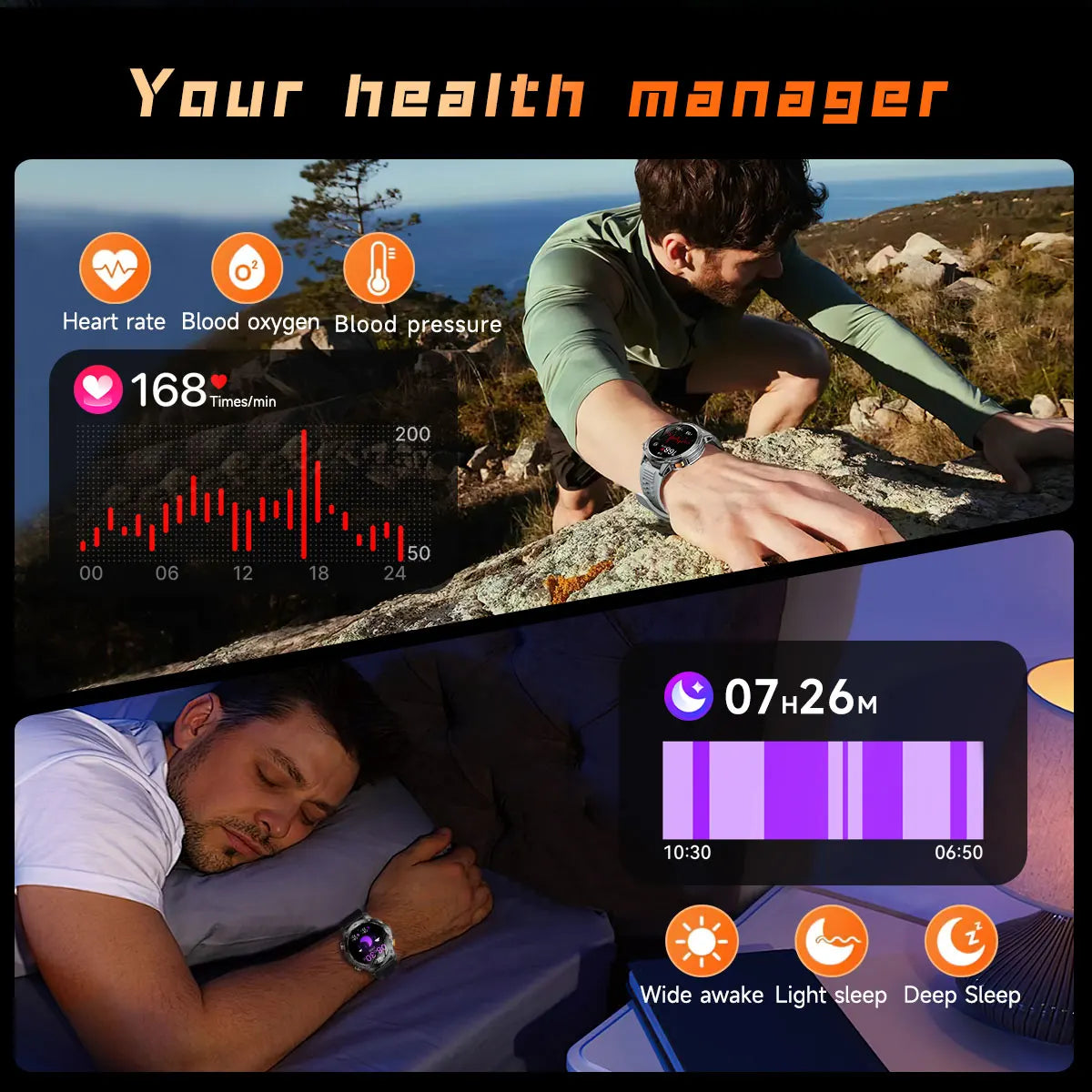 2026 New Military Smart Watch 1000Mah Battery Fitness Tracking 10ATM Waterproof Tactics Sport Flashlight call Bracelet For Men