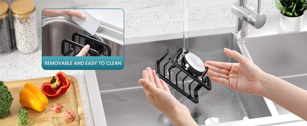 TAILI Sponge Holder for Kitchen Sink Organizer with Suction Cup Rustproof Sink Sponge Stand Removable Kitchen Sponge Holder