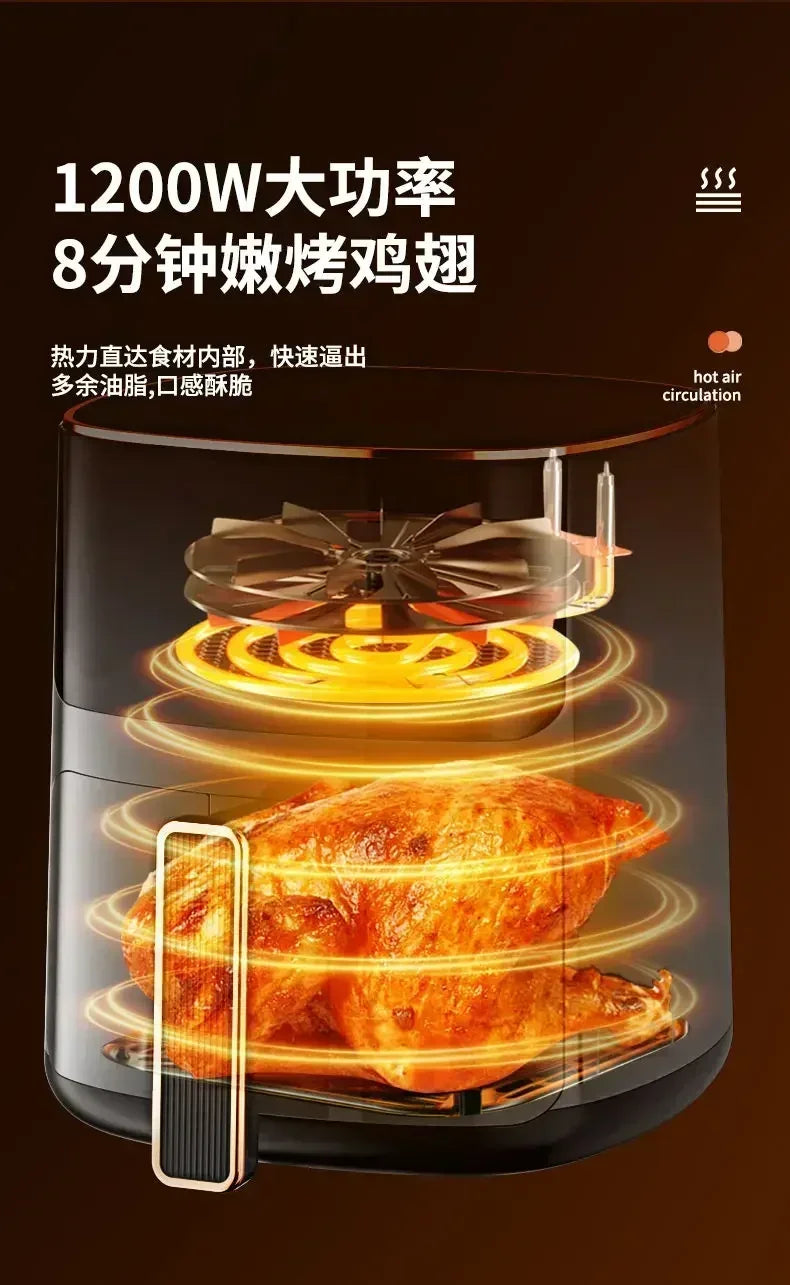 Household Air Fryer - New Visual, Large-capacity, Smart Reservation, Multi-functional Electric Fryer & Integrated Electric Oven.