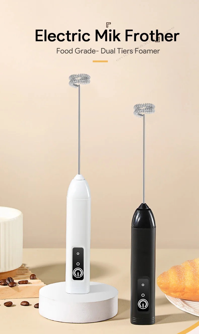 UPGRADED Electric Coffee Frother/MILK Whisk+Egg Beater MINI Food Blender USB Rechargeable Handheld Three Speeds Espresso Tools