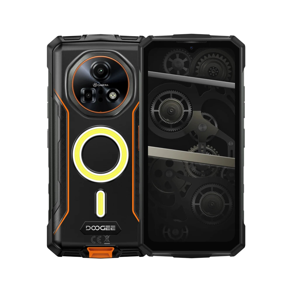 DOOGEE Fire 7 Pro Rugged Phone Dual Camping Lights Support Push-to-Talk Over Cellular 13000mAh Battery Android 15 Smartphone
