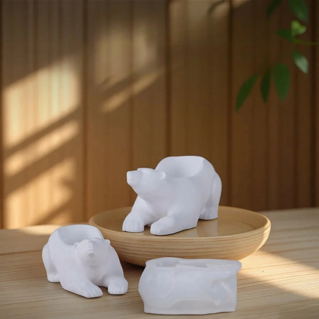 Polar Bear Silicone Mold Bear Flowerpot Molds Succulent Flowerpot Clay Cement Plaster Molds Home Garden Flower Pots Mould