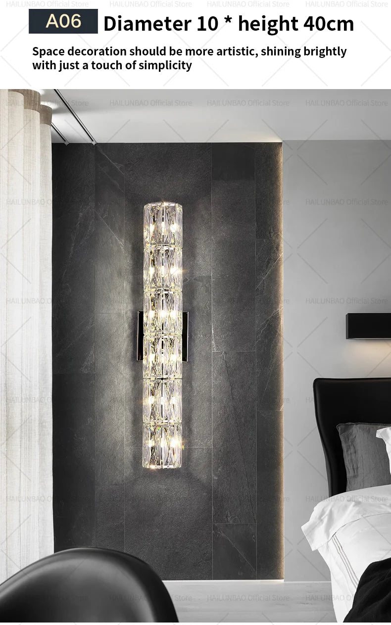 Light Luxury Crystal Wall Lamp Creative Villa Living Room TV Background Wall Lamp Network Red Modeling wall Bedroom Bedside Lamp